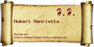 Hubert Henrietta névjegykártya